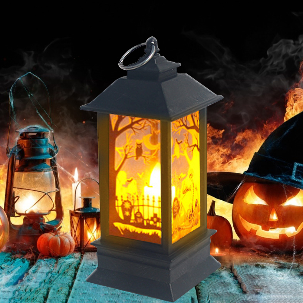 

Halloween Small Wind Lantern Ghost Festival Decor Simulation Flame Oil Lamp, 501 Original