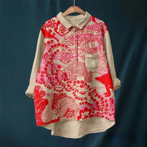 Vintage Printed Lapel Shirt