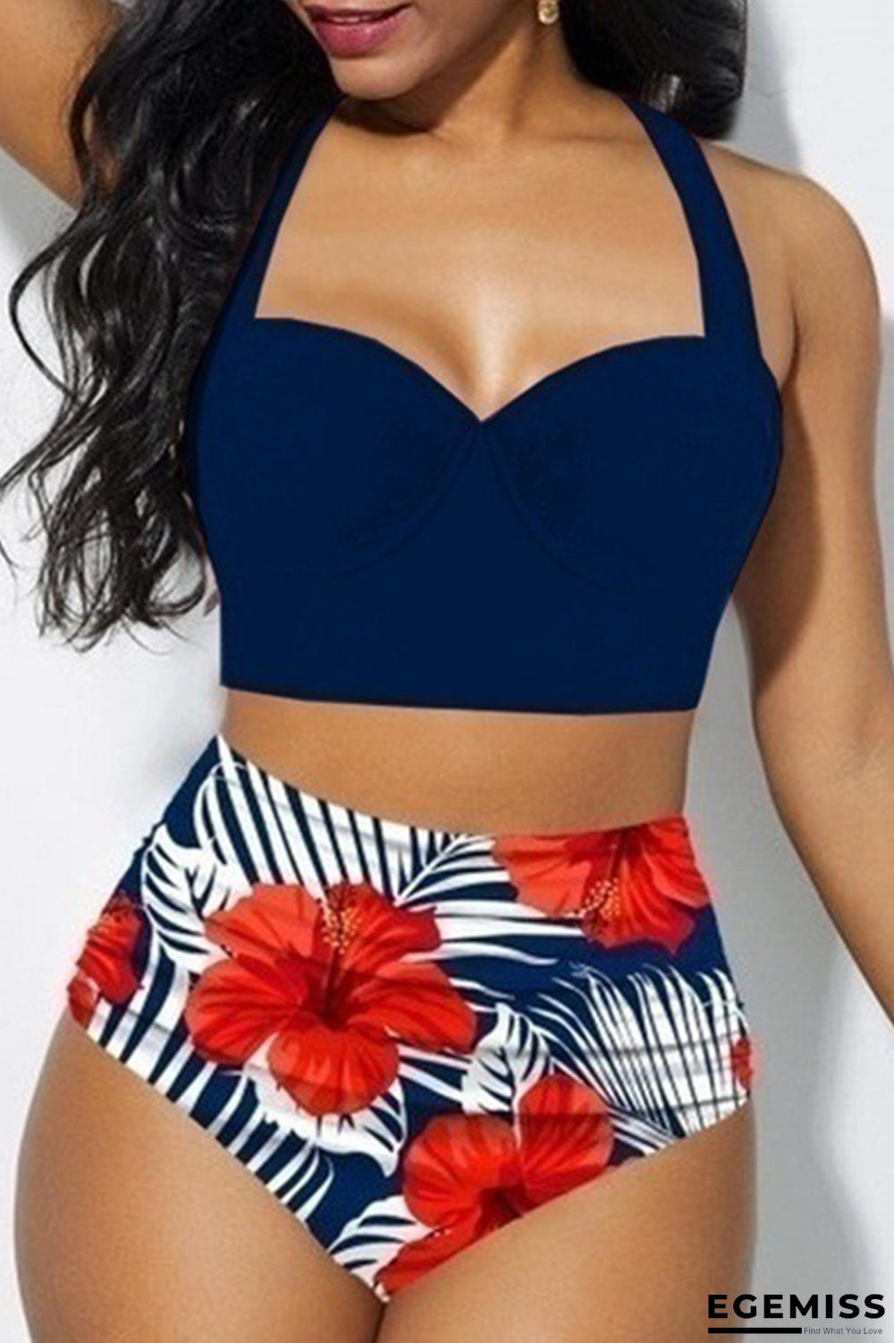 Tibetan Blue Sexy Vacation Print Bandage Backless Swimwears | EGEMISS