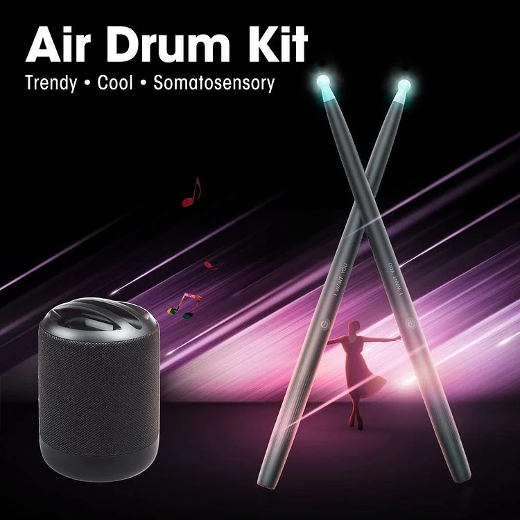ToyTime Air Drum Sticks Set, Bluetooth Electronic Drums, 4 Modes Portable Drumsticks With 2 Pieces Electronic Pocket Guitar/Foot Bass Toy