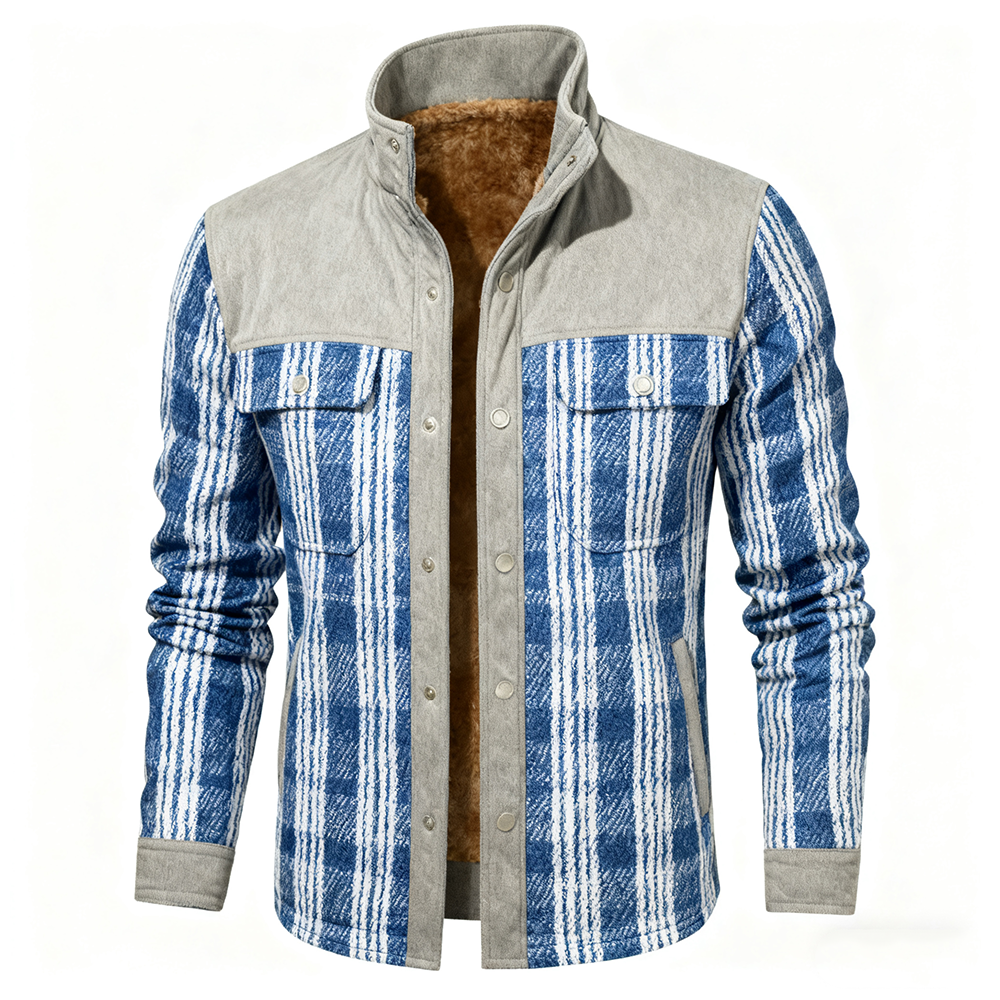 Men's Plaid Fleece-Lined Jacket-inspireuse