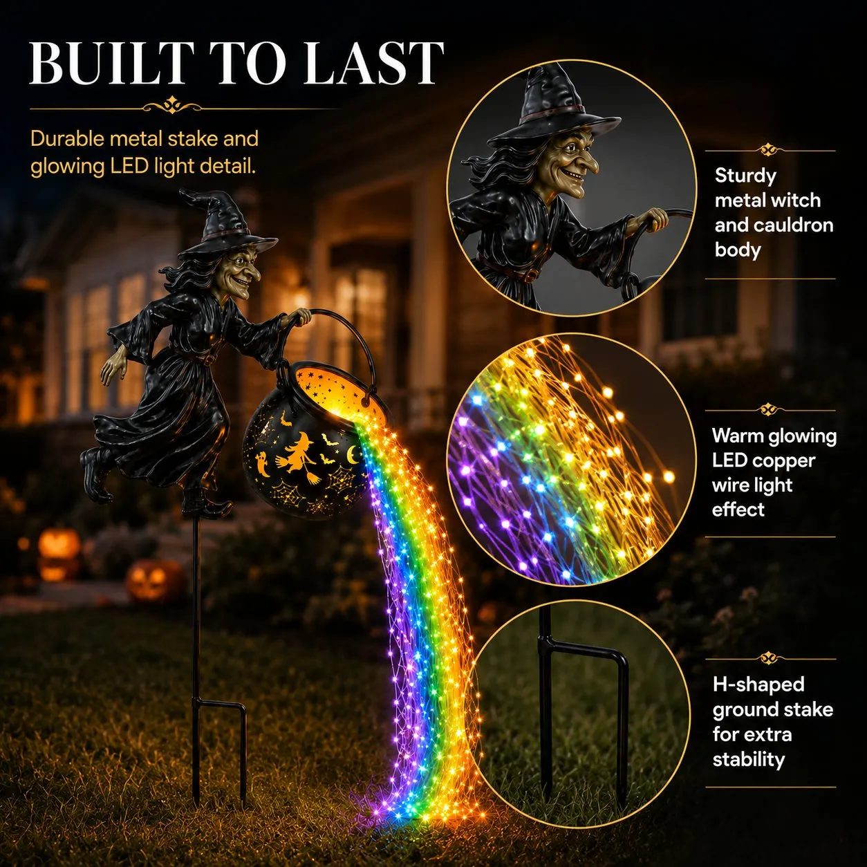 Witch and glowing cauldron details