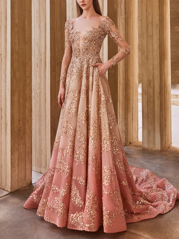 Sequined Elegant Mesh Women's Dress