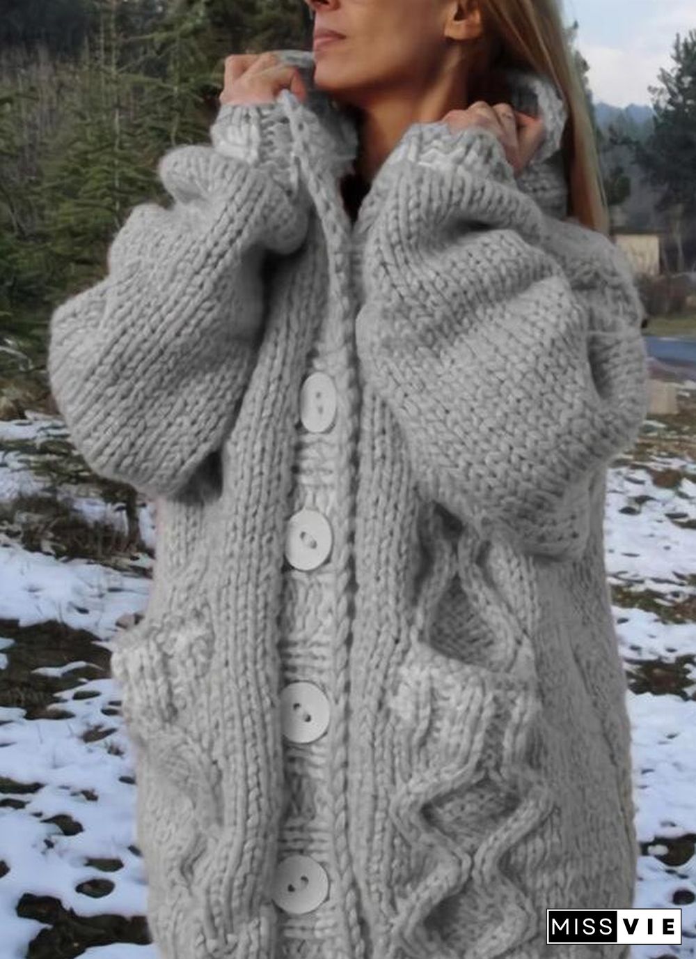 Thicken Knit Sweater Plain Coat