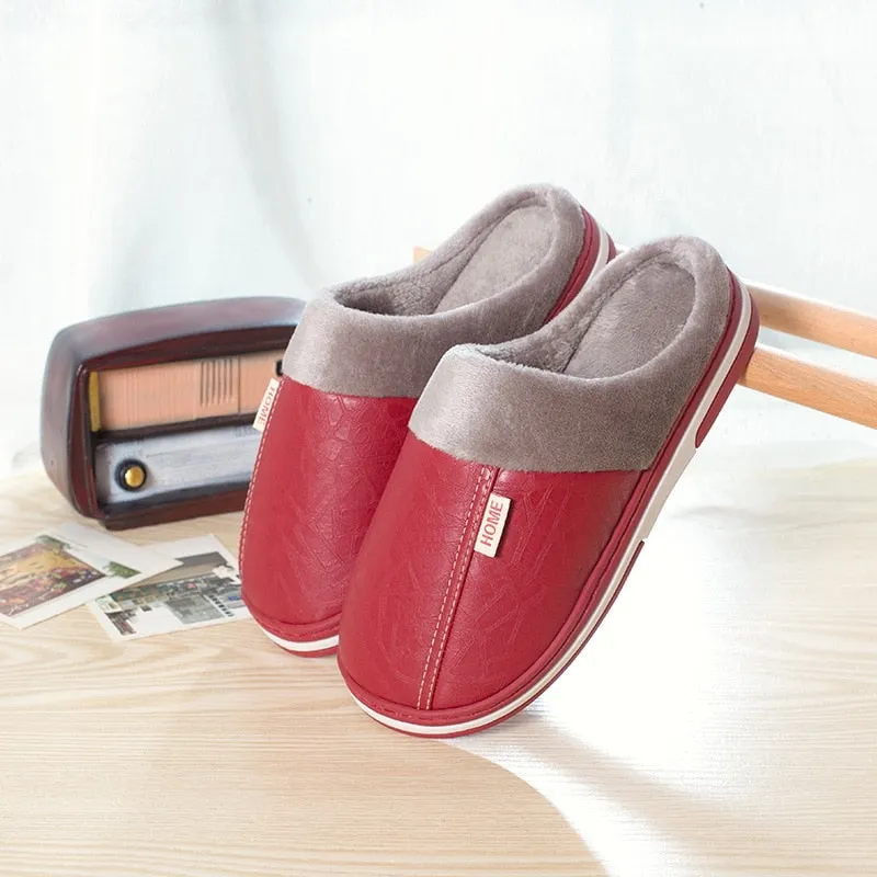 Winter Cotton Slippers Men Home Shoes Simple Platform Winter Warm Non-Slip Women Slippers Lovers Unisex Indoor Bedroom Shoes