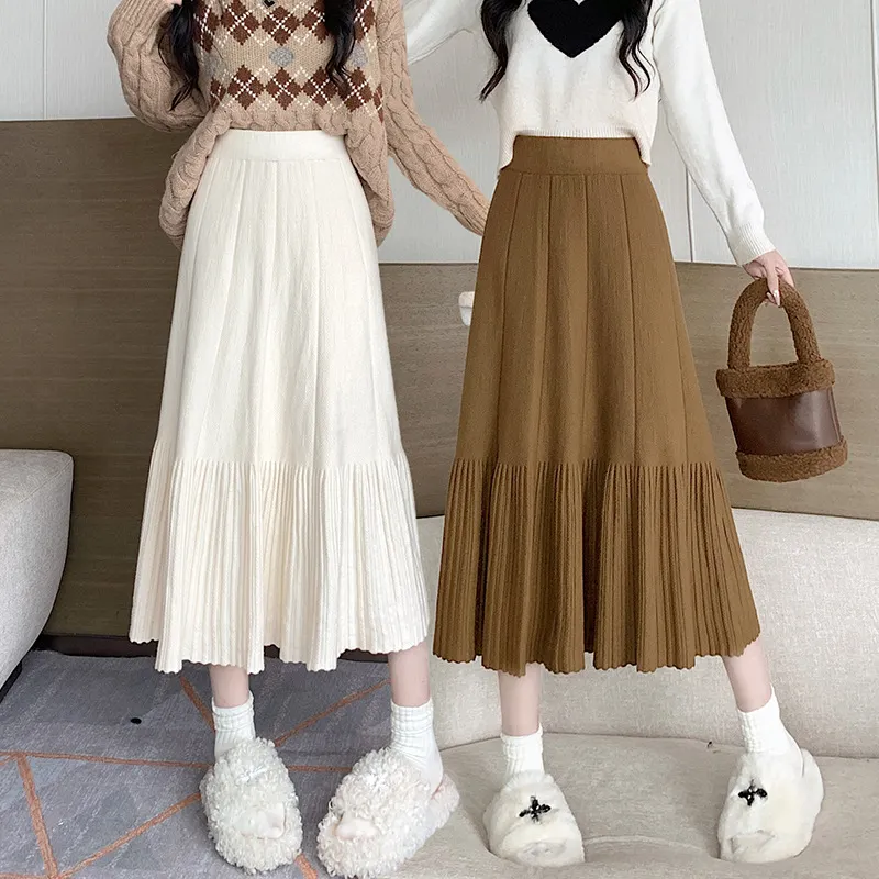 Nigikala Nigikala Knitted Half-Dress Woman 2025 New Autumn And Winter Thick High Waist Thin Temperament A Word Fishtail Skirt