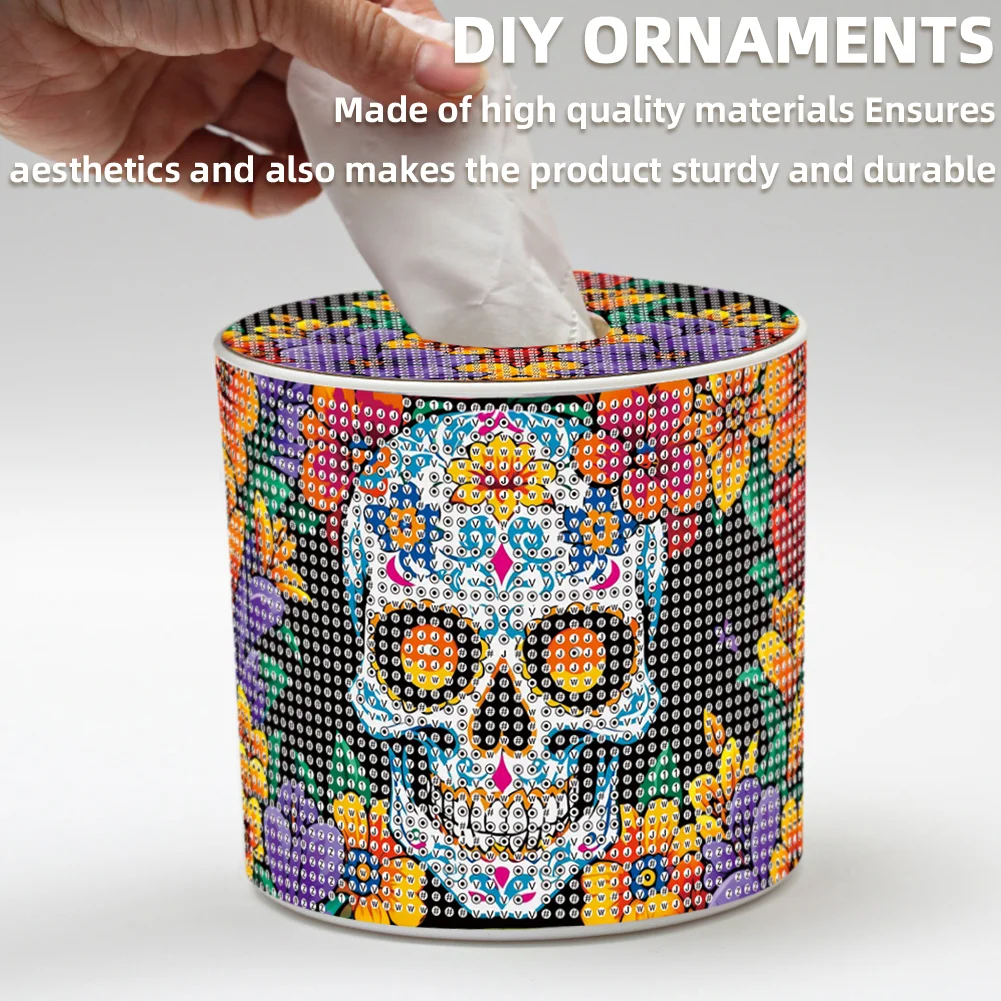Flower Skeleton DIY Diamond Painting Handmade Tissue Holder Crystal Tissue Box