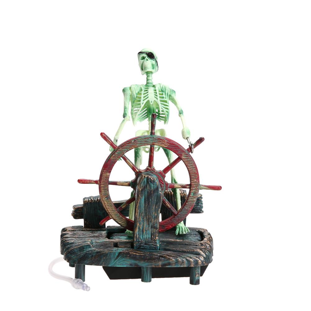 

Pirate Captain Aquarium Decorations Landscape Skeleton on Wheel Action, 501 Original