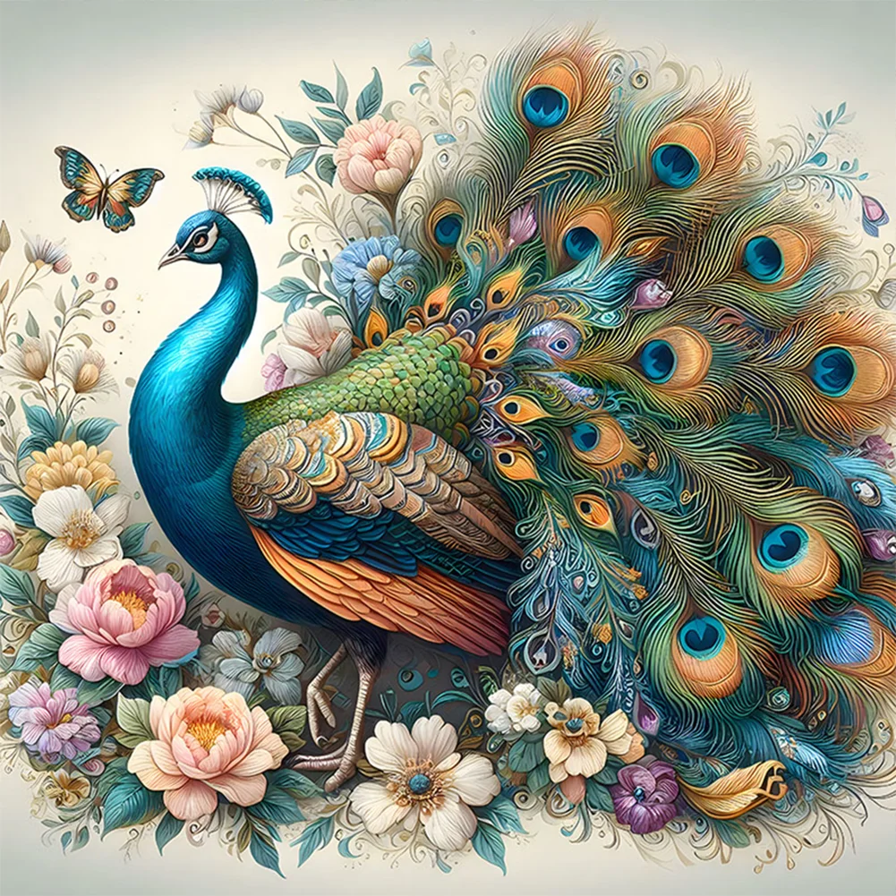 Full Round Diamond Painting - Peacock(Canvas|30*30cm)