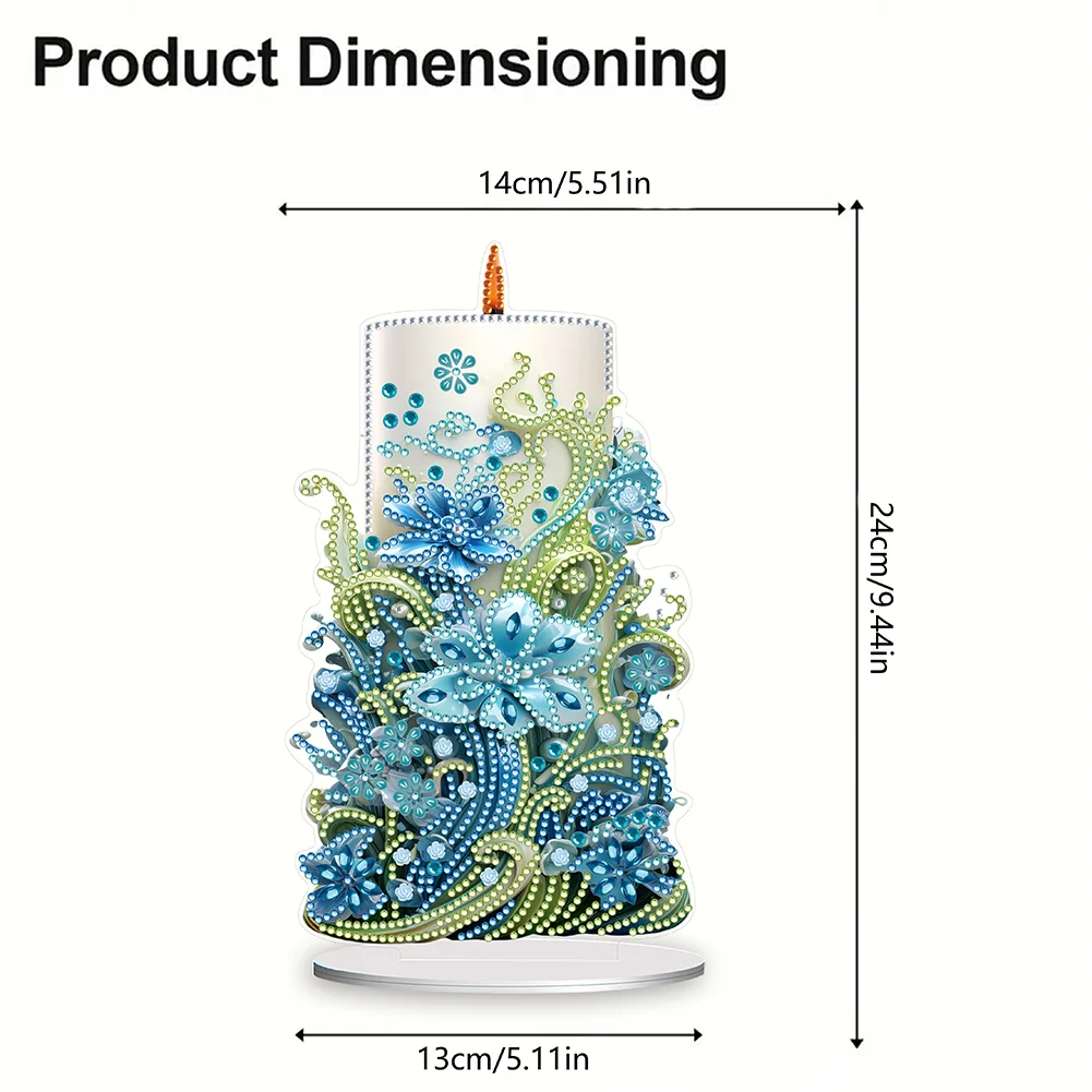 DIY Flowers Candle Acrylic Diamond Painting Tabletop Ornaments Kit for Office Desktop Decor