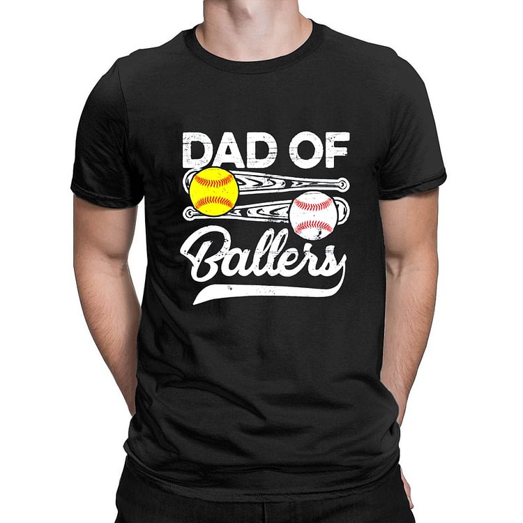 Dad Of Ballers  Baseball Softball Mens Short Sleeve Print T-Shirt-014351