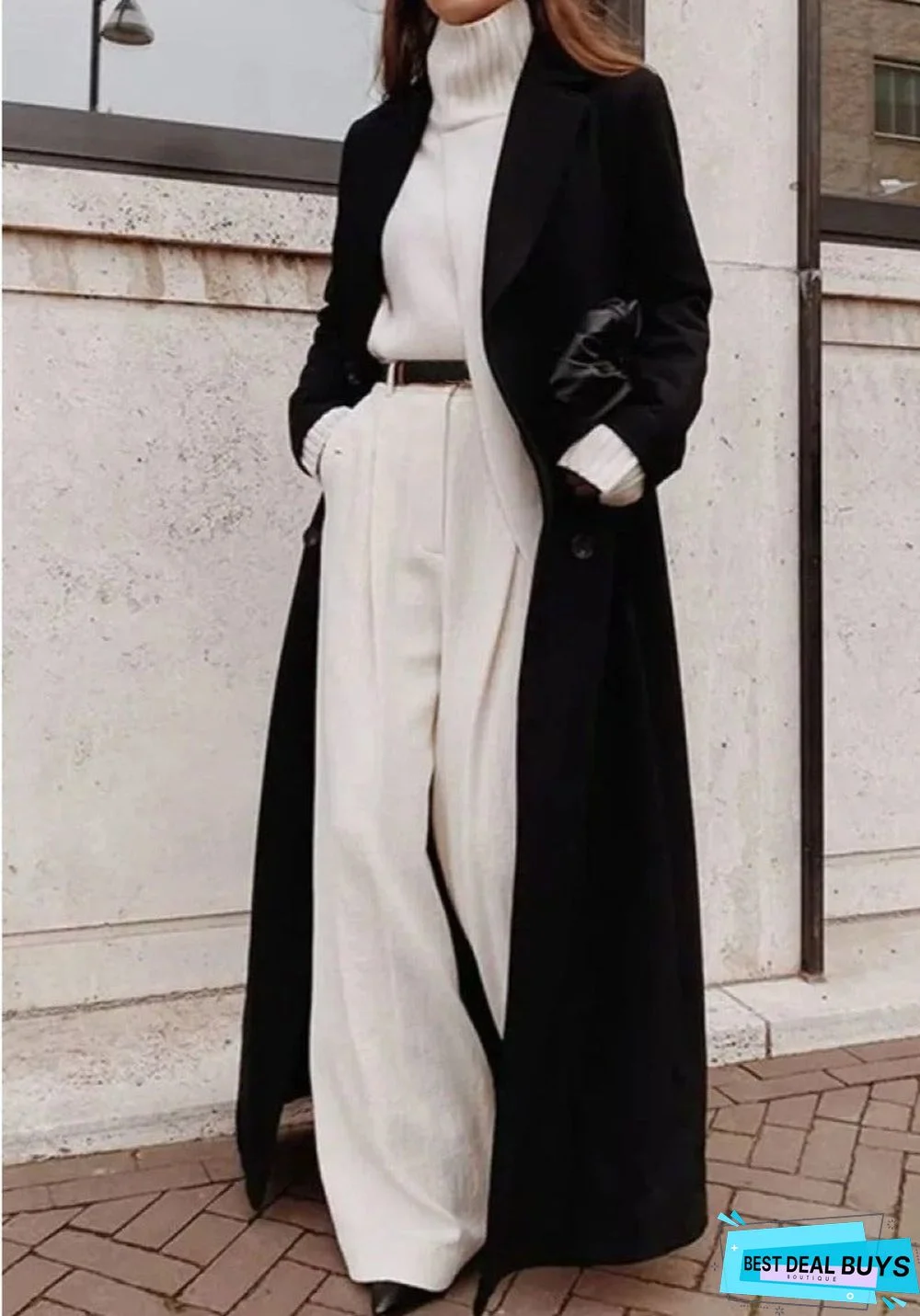 Loose Solid Color Long Sleeve Long Coat