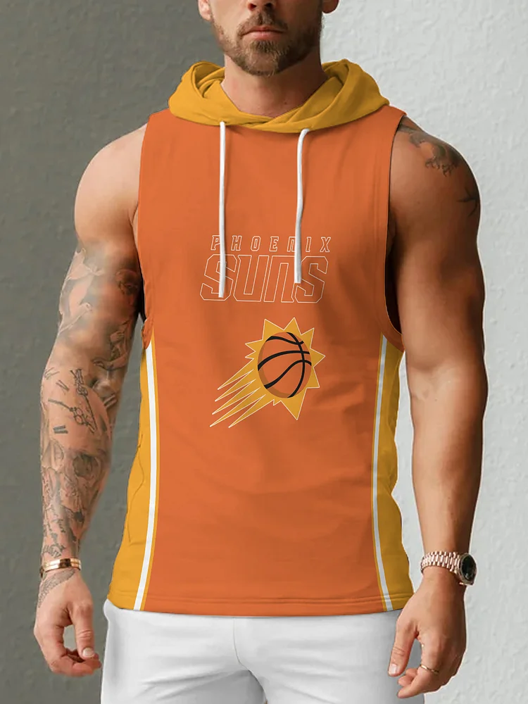 Phoenix Suns Men's Casual Comfy Sleeveless Hooded Tank Top