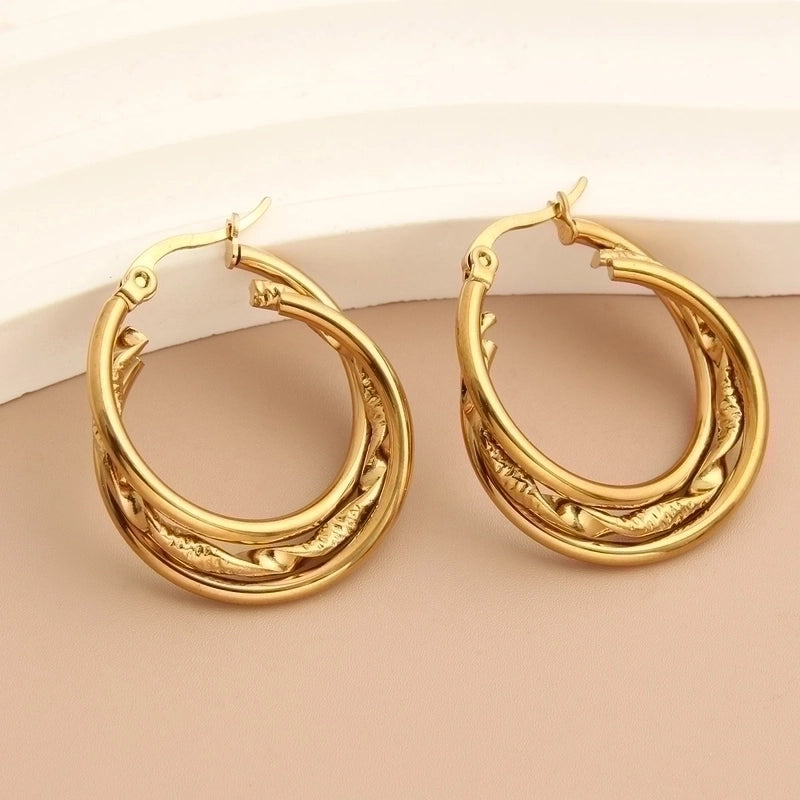 1 Pair Minimalist Commute Solid Color Plating 304 Stainless Steel 18K Gold Plated Earrings