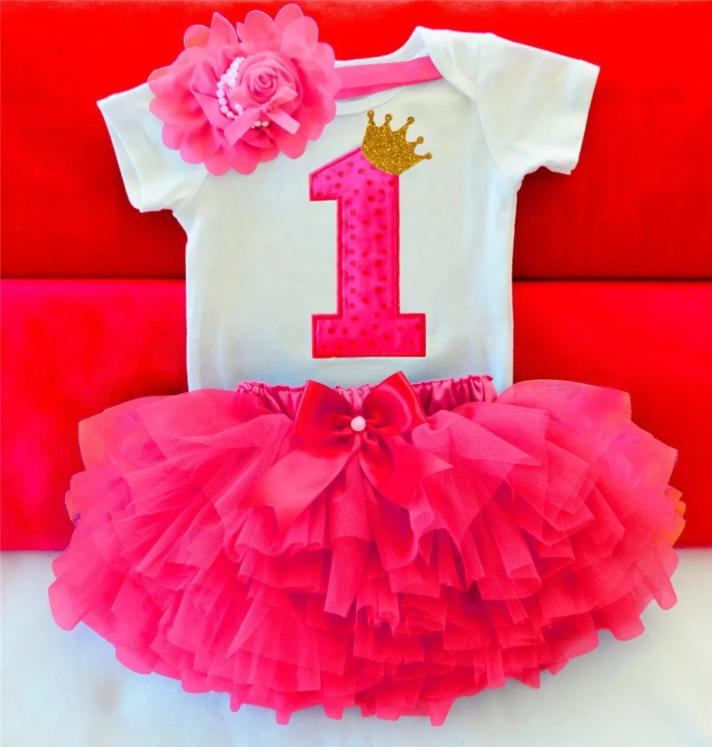 New Cotton Baby Girl First 1st Birthday Party Tutu Dresses for Vestidos Infantil Princess Clothes 1 Year Girls Children's Wear