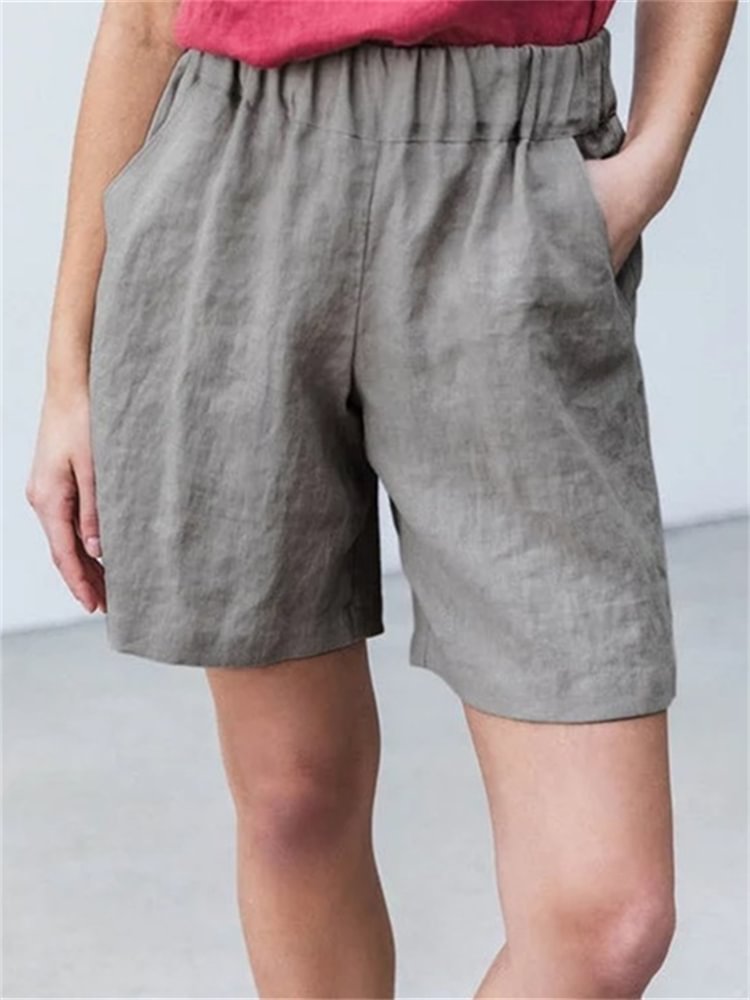 Comfy Basic Elastic Waistband Shorts