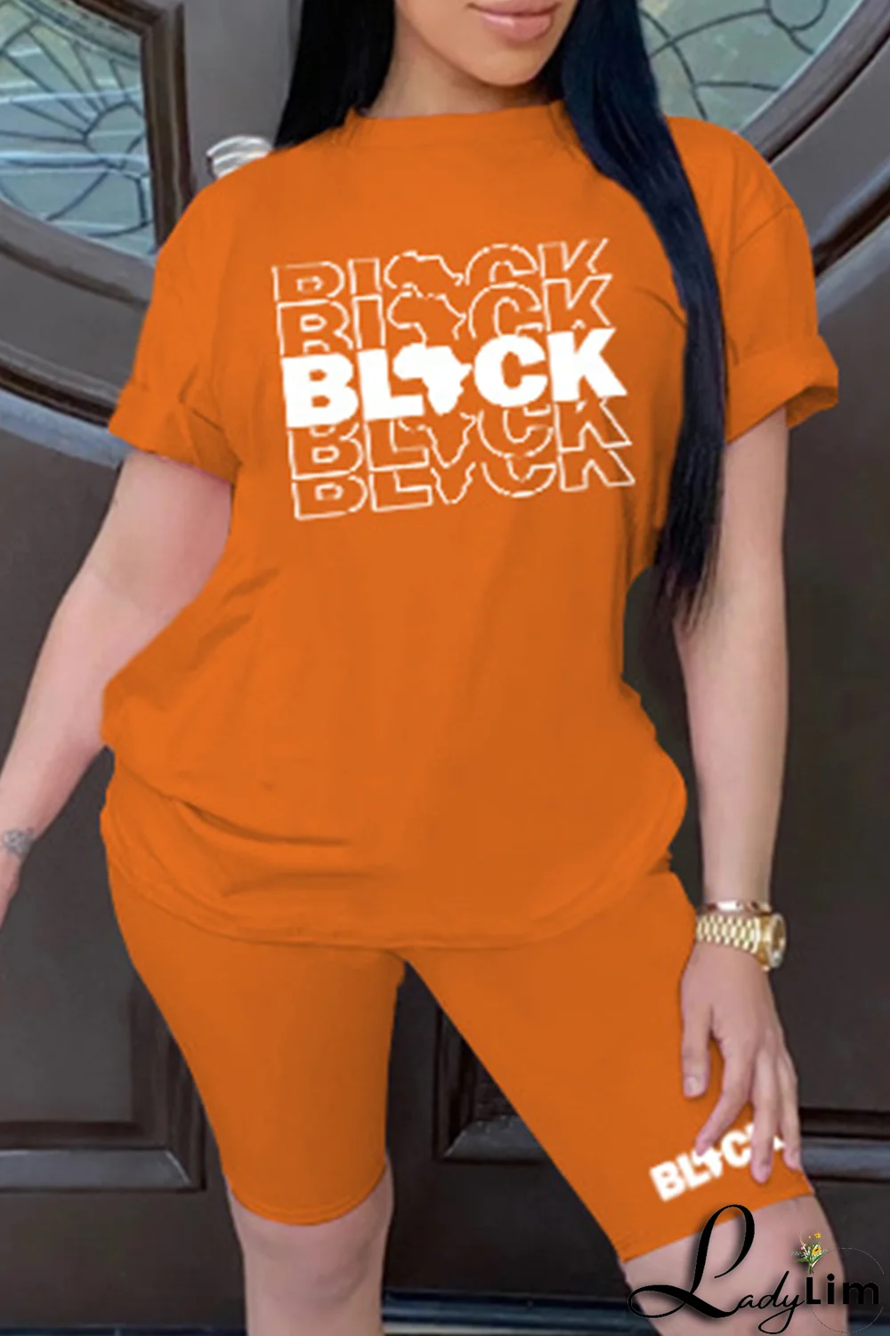 Purple Fashion Print Patchwork O Neck Short Sleeve Two Pieces