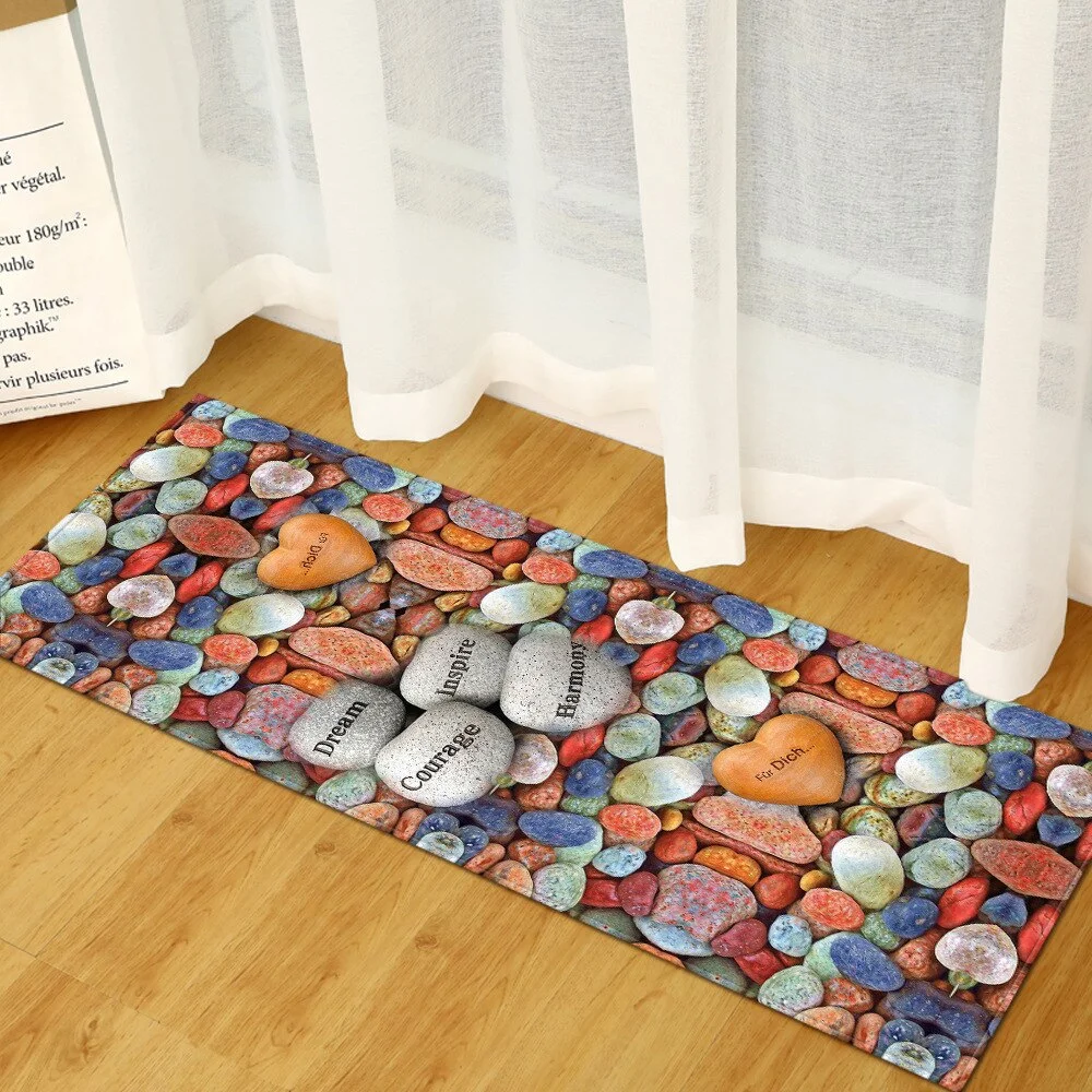 Kitchen Mat Entrance Doormat Cobblestone Pattern Home Bedroom Bedside Floor Decoration Carpet Bath Balcony Hallway Anti-Slip Rug
