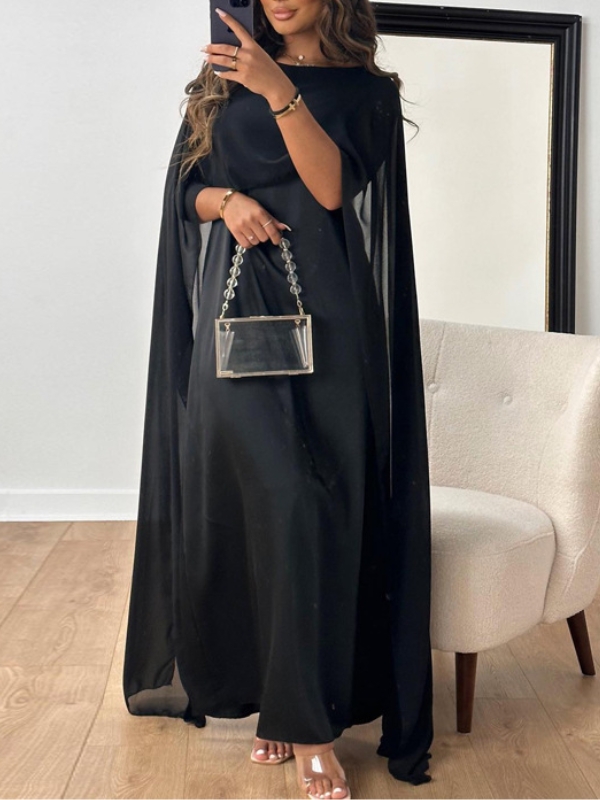 Round Neck Loose Chiffon Dress with Wide Hem | Oxredo Shop Ramadan Sale