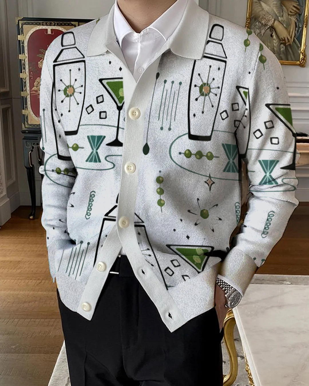 Men's Lapel Knitted Sweater Cardigan b4a0