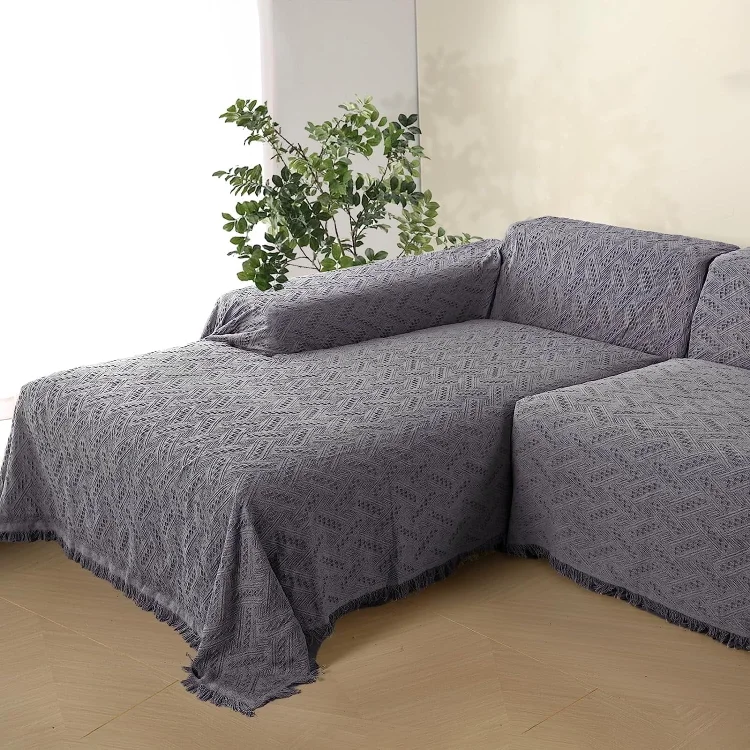 Sanmadrola Couch Cover for 3 Cushion Couch Sofa Cover Sectional Sofa Cover for Dog Sofa Slipcover Washable Couch Covers for L-Shape Sofa Reversible Sofa Protector 71''x134'' Gray 1 Piece