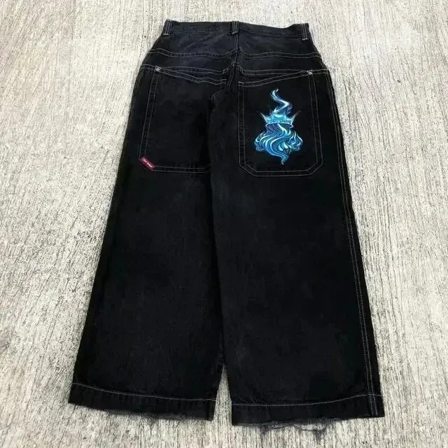 Uveng Year's Popular Style JNCO Graphics Jeans Y2K Hip-Hop Loose Jeans For Men And Women Harajuku