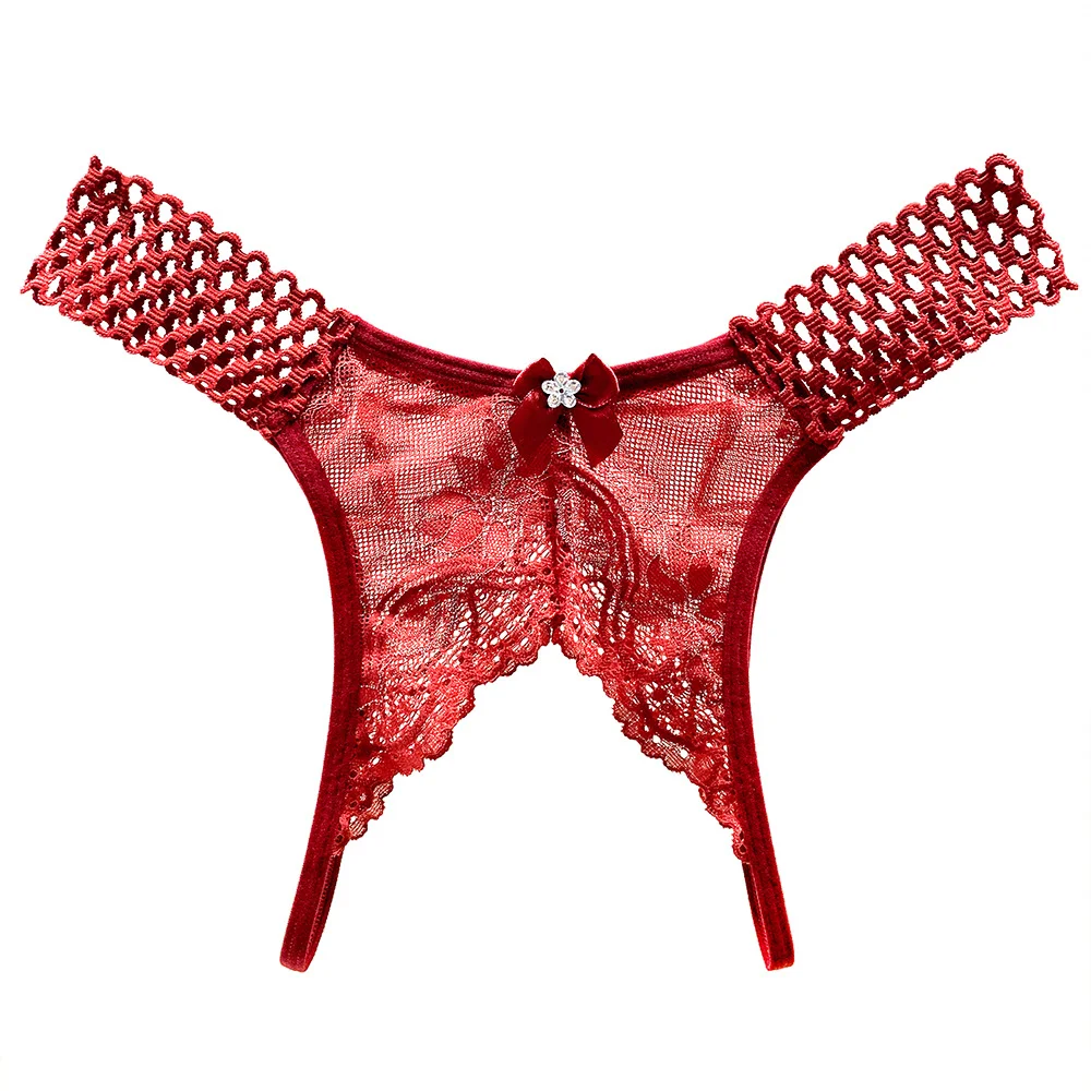 Open Crotch Fun Underwear for Women's High Waisted Lace Thin Thong