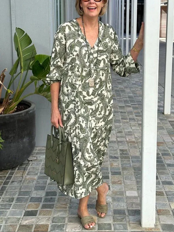 long sleeve loose comfortable ladies beach dress