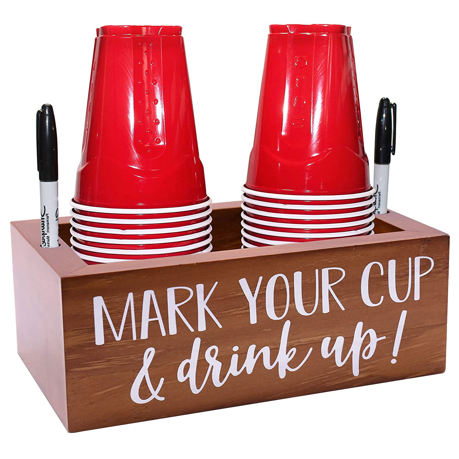 

Double Solo Cup Holder - Wooden Mark Cup Organizer Bar Home Party Supplies, 501 Original