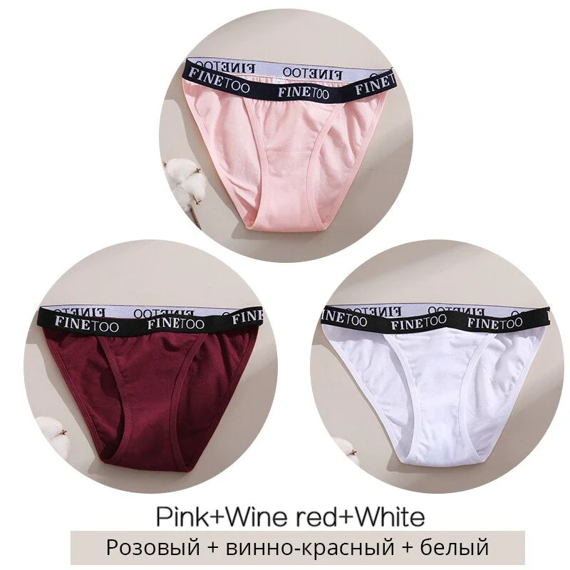 FINETOO M-XL Low Waist Underpants Women Letter Cotton Panties Soft Underwear Female Lingerie Ladies Briefs Girls Fashion Panty