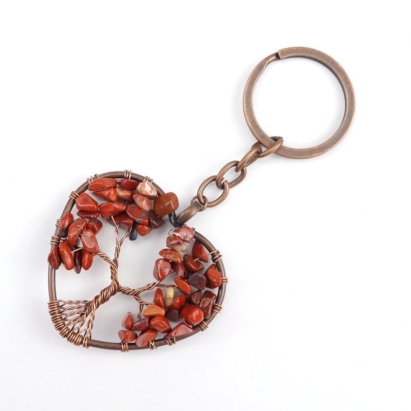 Fashion Tree Natural Stone Copper Beaded Women’s Keychain 1 Piece