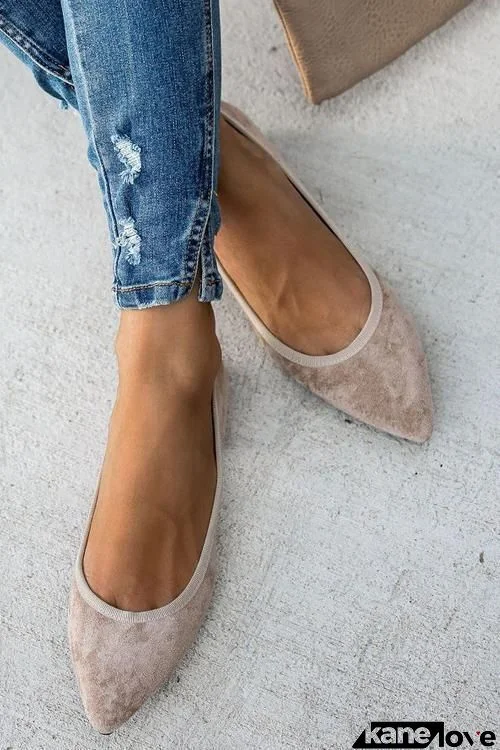 Faux Suede Pointed Toe Flats