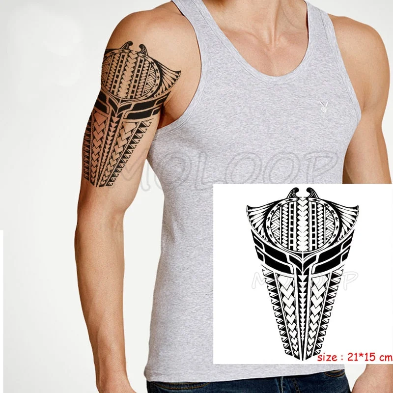 Temporary Tattoo Stickers Rudder Anchor Ocean Waves Fake Tatto Waterproof Tatoo Back Leg Arm Belly Big Size for Women Men Girl