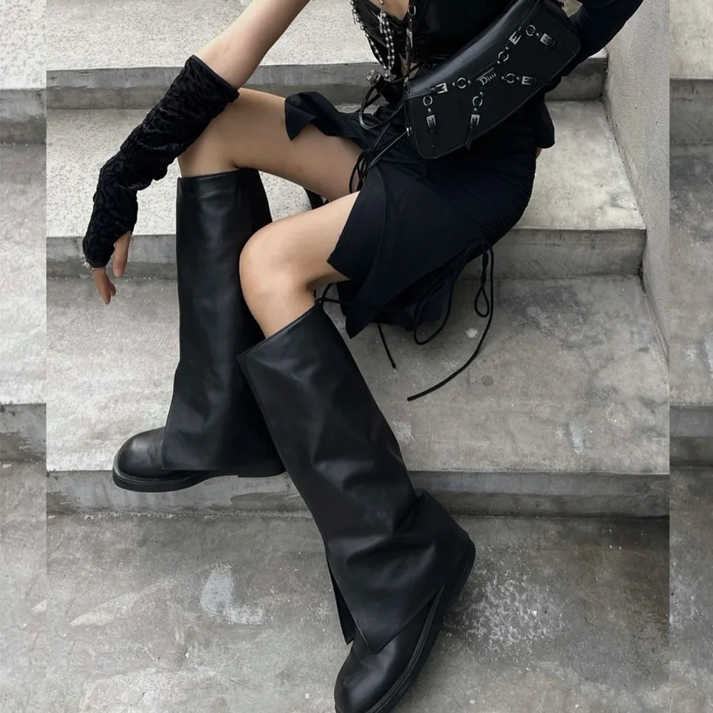 Vstacam 2022 Brand New Fashion Women's Knee High Boots Chunky Heels Vintage Female Booties Street Motorcycle Retro Lady Shoes
