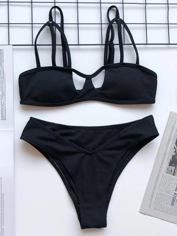 Sexy Hollow  Split Bikini Swimsuit