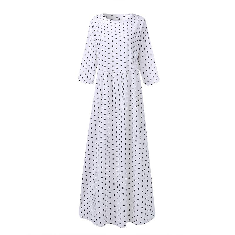 Elderly Ladies Fashion Polka Dot Mid Sleeve Print Casual Plus Size Tunic Dress
