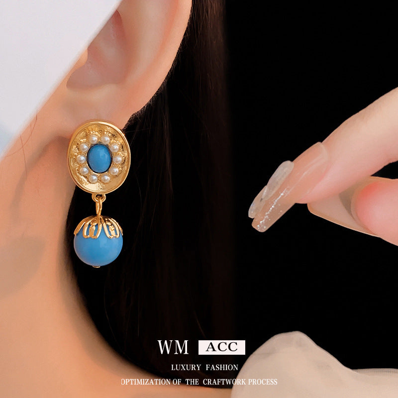 Medieval Ellipse Geometric Alloy Electroplating Earrings