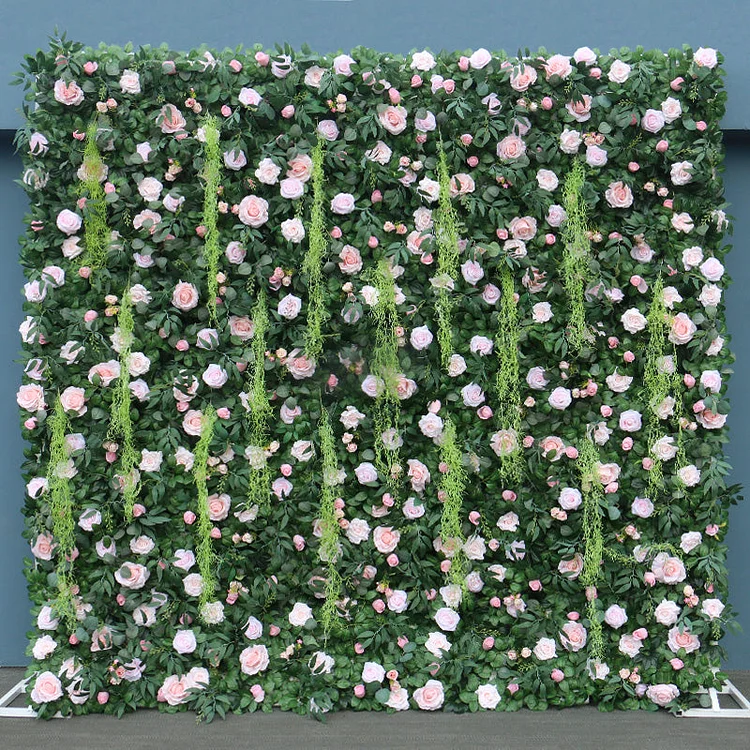 A618 A4769 Pink Rolling Up Plants Flower Wall Wedding Backdrop Decor
