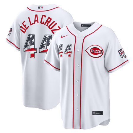 Youth Cincinnati Reds #44 Elly De La Cruz Nike White USA 250 Fourth of July Home Stadium Jersey