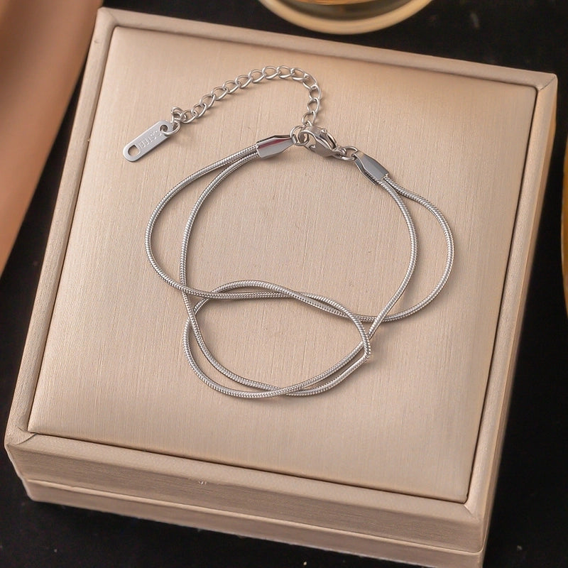 Basic Minimalist Geometric Heart Shape Titanium Steel Bracelets In Bulk