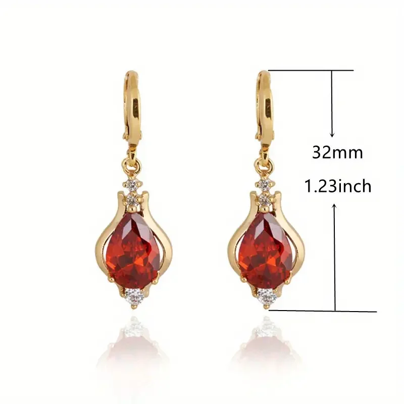 3 pairs of elegant drop earrings 18k gold plated sparkling waterdrop design engagement wedding jewelry evening party decor details 1