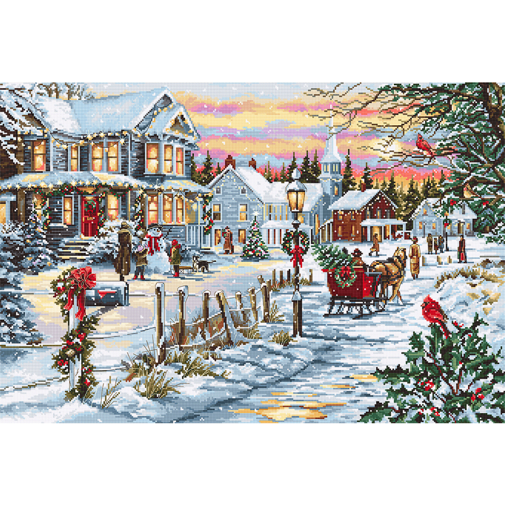 

Xmas Snow Scene - 11CT Stamped Cross Stitch - 40*60CM, 501 Original
