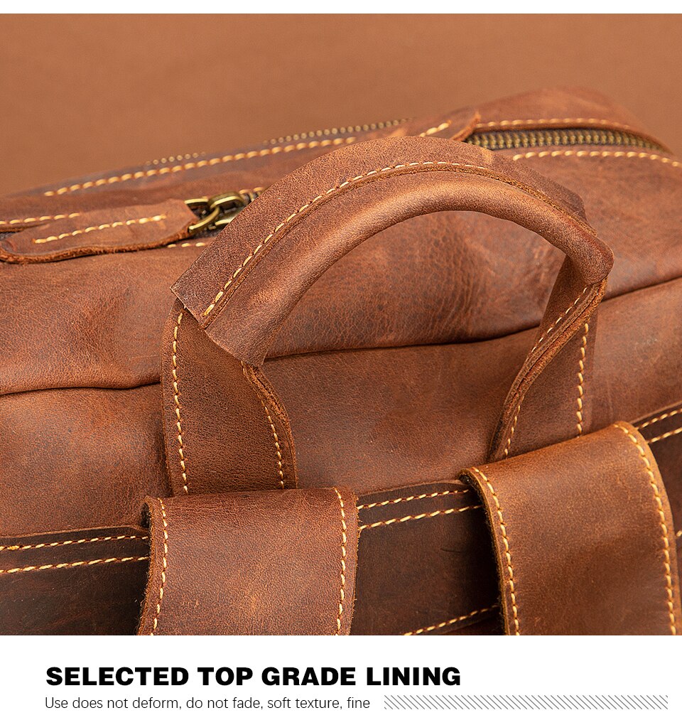 Handle of Woosir Full Genuine Leather Daypack Collage Bookbag