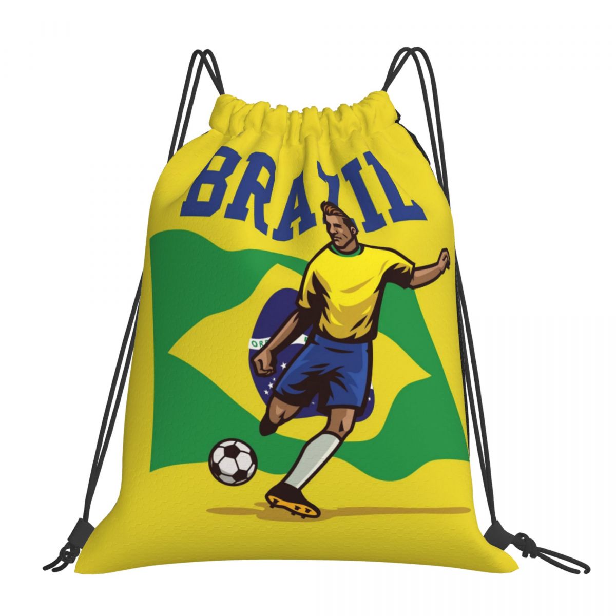 Brazil Soccer Player Waterproof Adjustable Lightweight Gym Drawstring Bag
