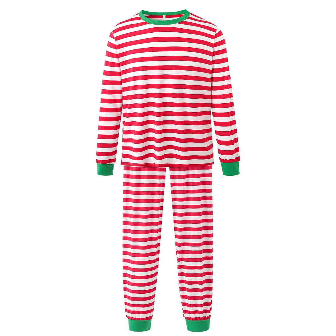 Striped family Christmas Pajamas with dog