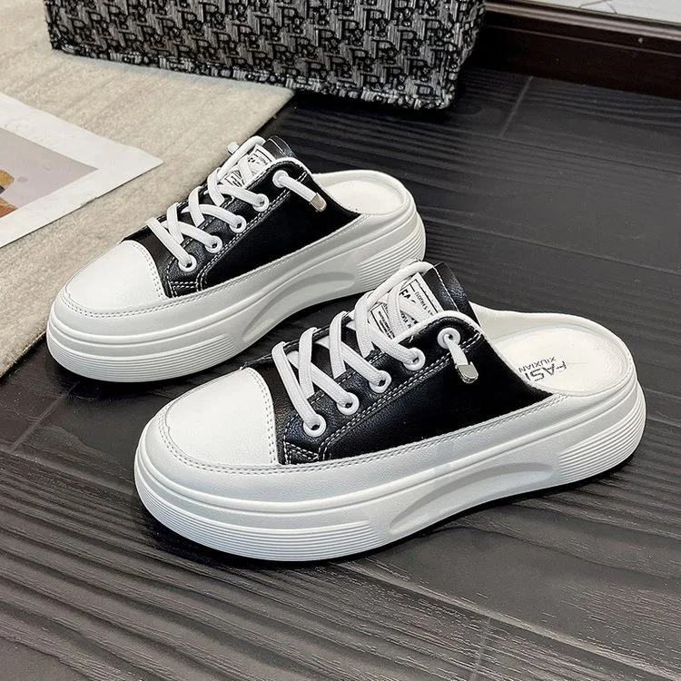 Churchf Churchf Semi-Slippers Women Wear Online Celebrity Ins Students' Korean Version In Spring 2024 With A Pair Of Breathable White Shoes.-Outfit Ideas