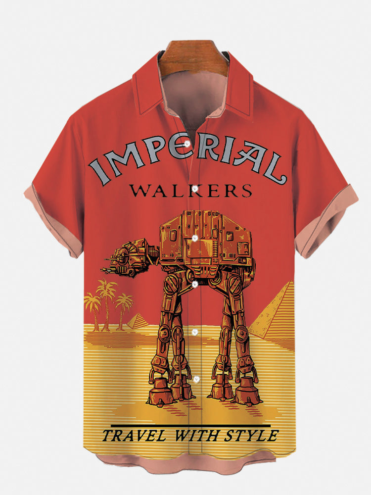 Travel With Giant Armored Walker Print Shirt PLUSCLOTHESMAN