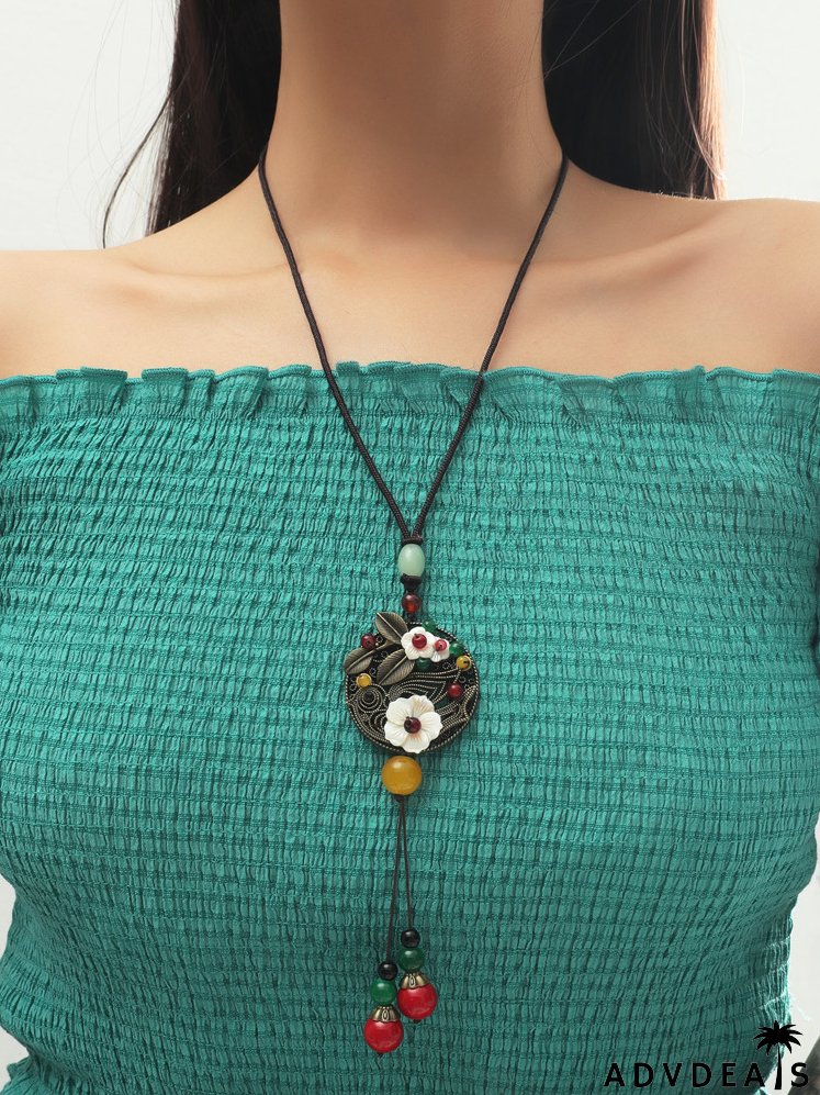 Flower Bead Charm Necklace