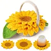 Sunflower Basket Coaster Crochet Kit, All-Inclusive Knitting Supplies with Detailed Instructions, Crochet Hooks, And Yarn for Craft Projects