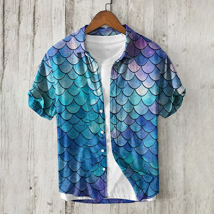 Simpfit Hawaiihemd für Herren mit Batikmuster und Ozeanschuppenmuster